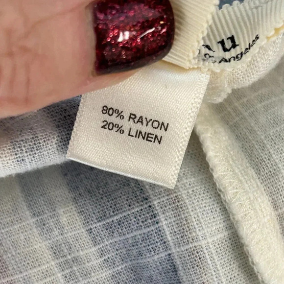 Monteau Los Angeles Blue Striped Linen Blend Casual Jumpsuit Size Medium - Picture 2 of 8